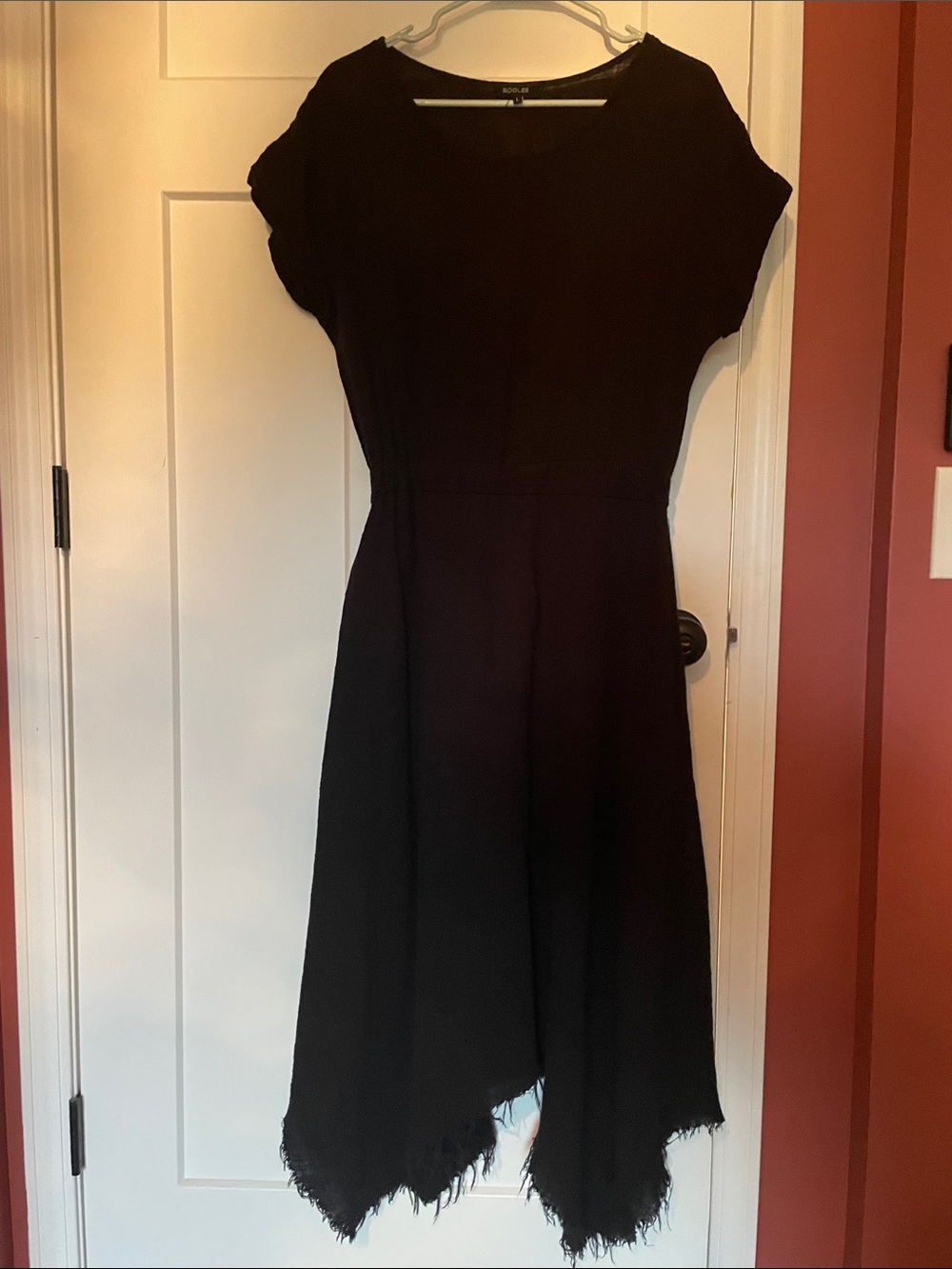Roolee Black Handkerchief Hem dress